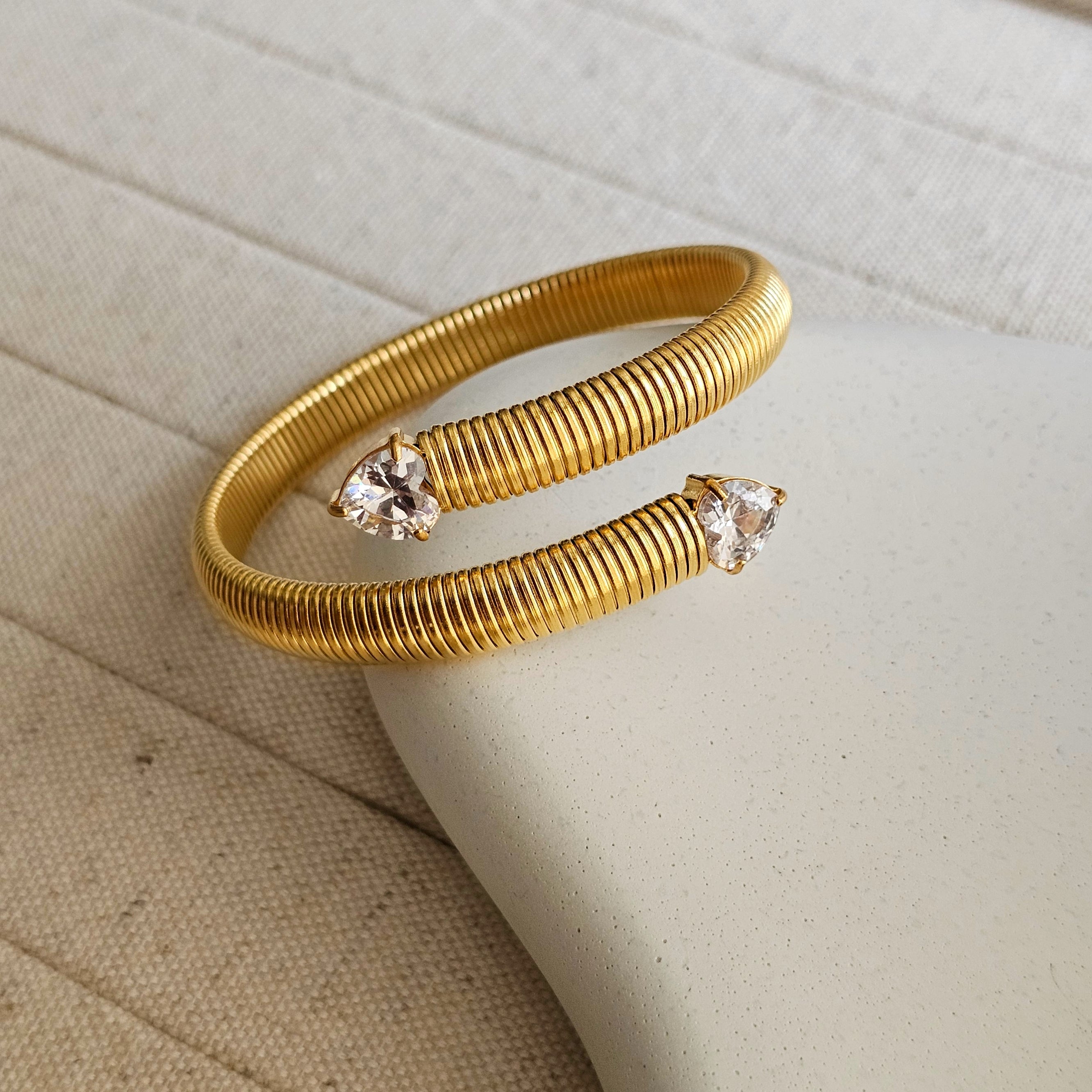 Heart Shape Zircon Cuff Bracelet-1  taahirajewellery