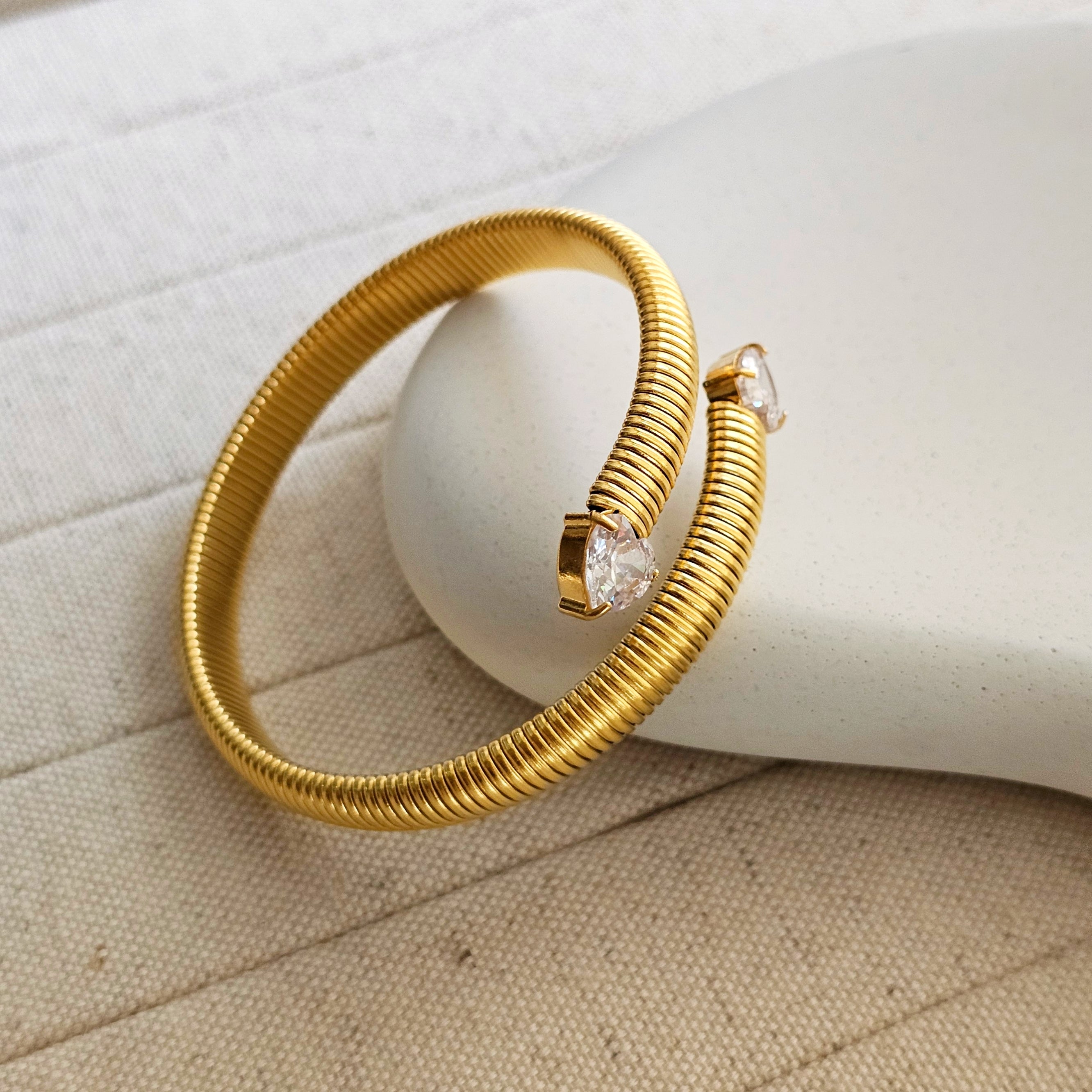 Heart Shape Zircon Cuff Bracelet-2  taahirajewellery