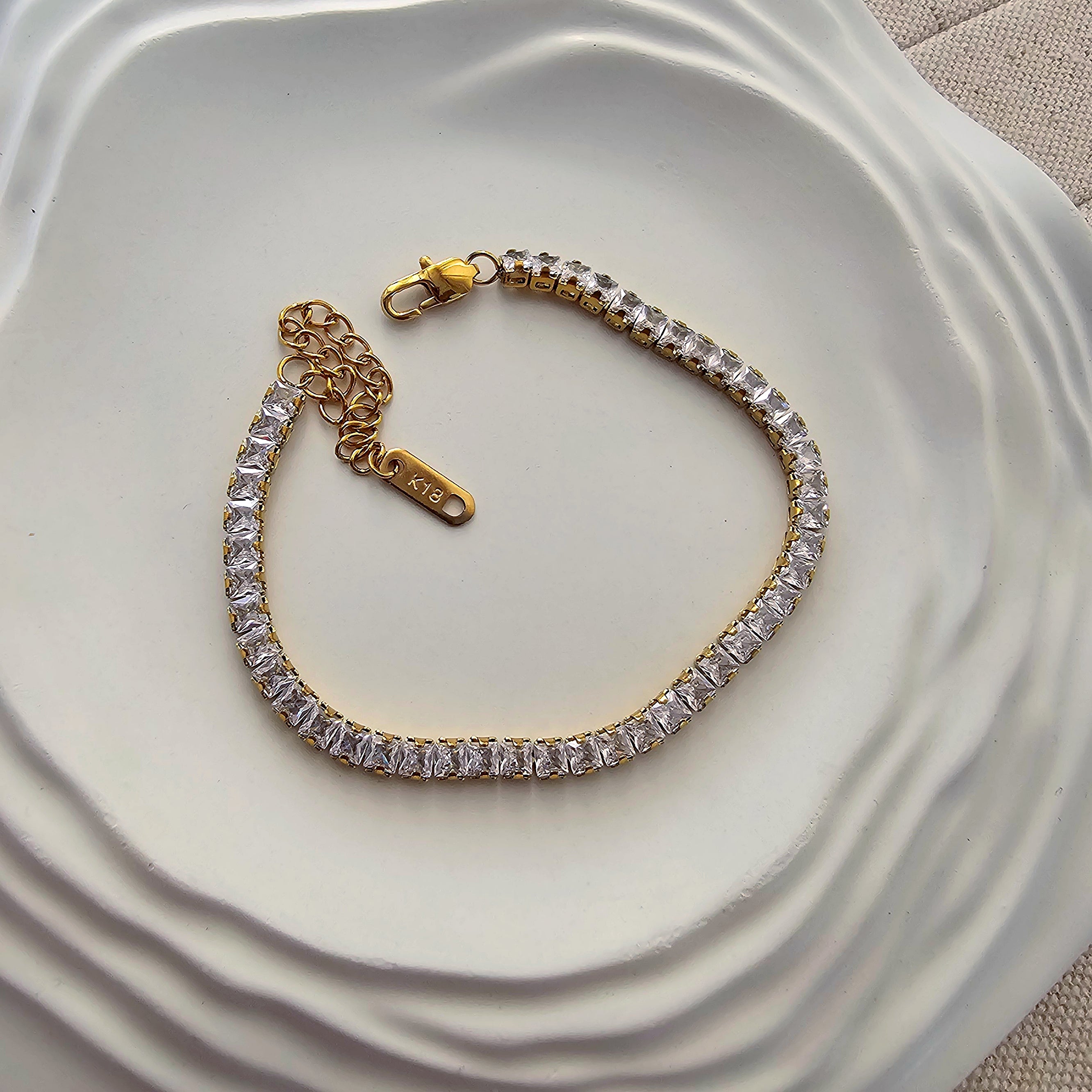 Zircon Tennis 18K Gold Plated Bracelet-2  taahirajewellery
