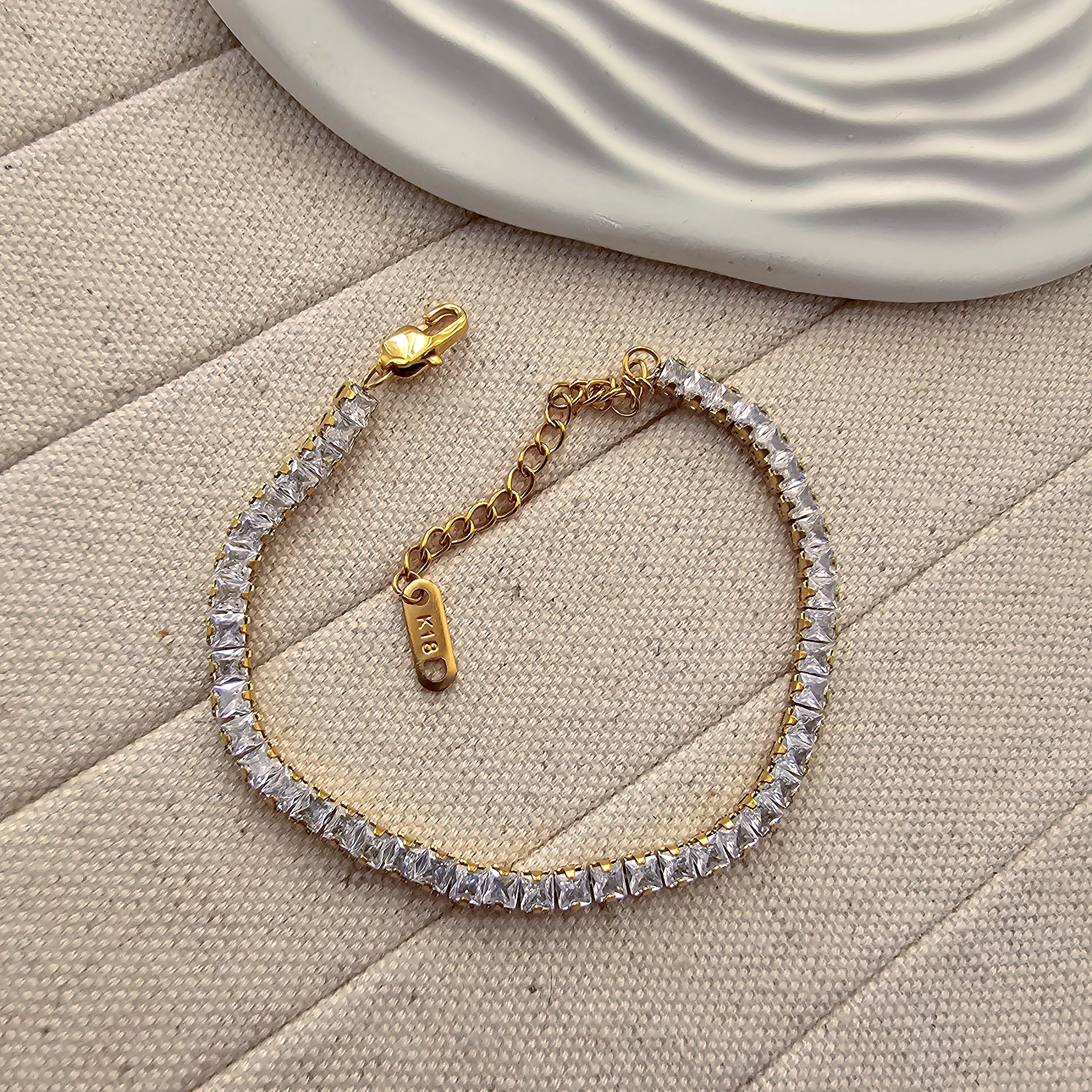 Zircon Tennis 18K Gold Plated Bracelet-1  taahirajewellery