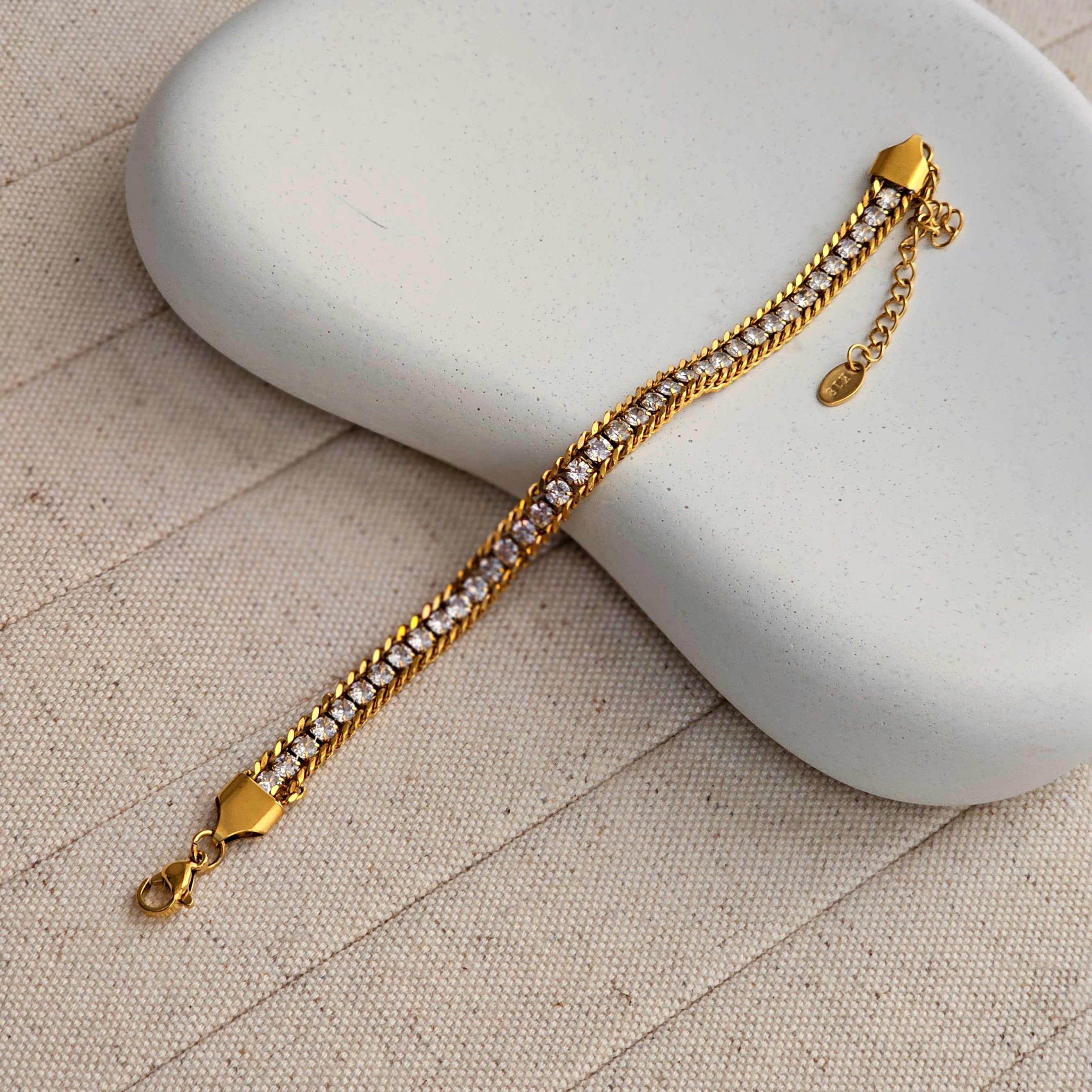 Multilayered Zircon Chain Bracelet-2  taahirajewellery