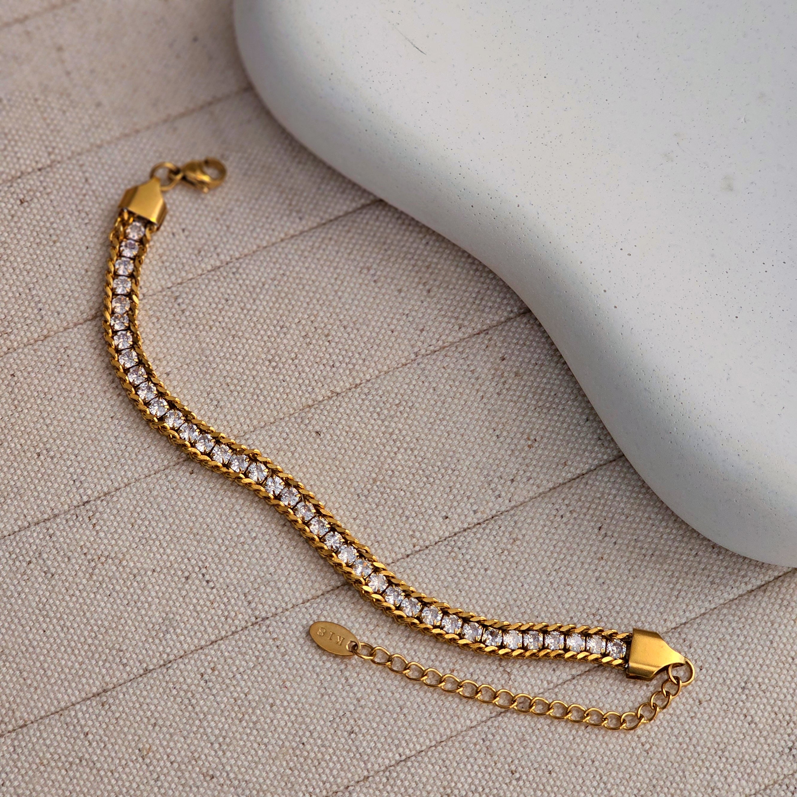 Multilayered Zircon Chain Bracelet-1  taahirajewellery