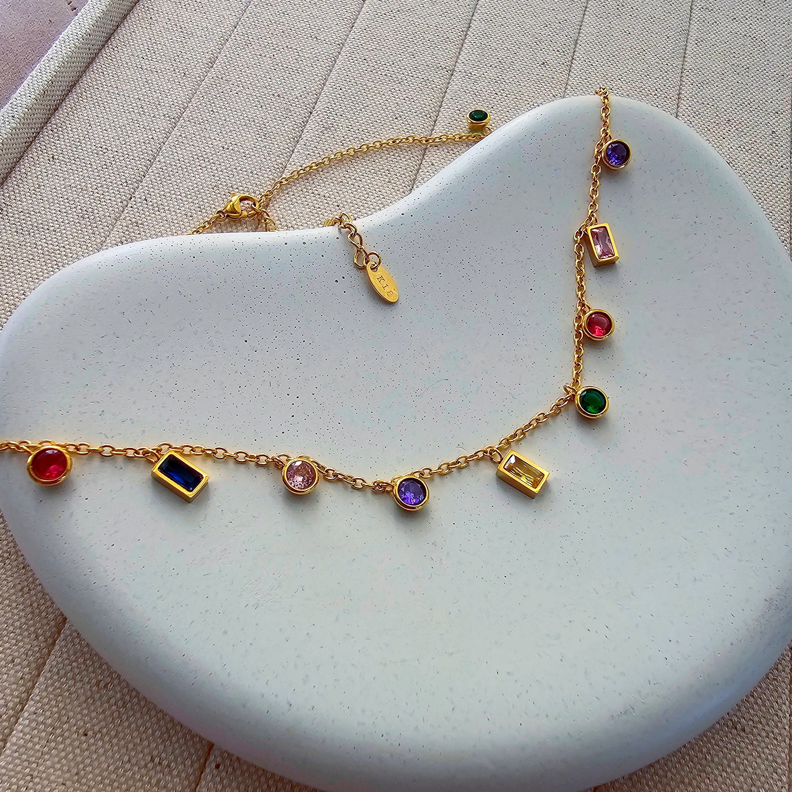18kt Gold Plated Multi Charm Necklace-1  taahirajewellery
