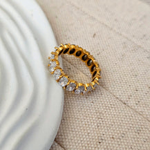 Oval Zircon 18K Gold Plated Band Ring-3  taahirajewellery
