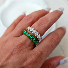 Oval Zircon 18K Gold Plated Band Ring-4  taahirajewellery