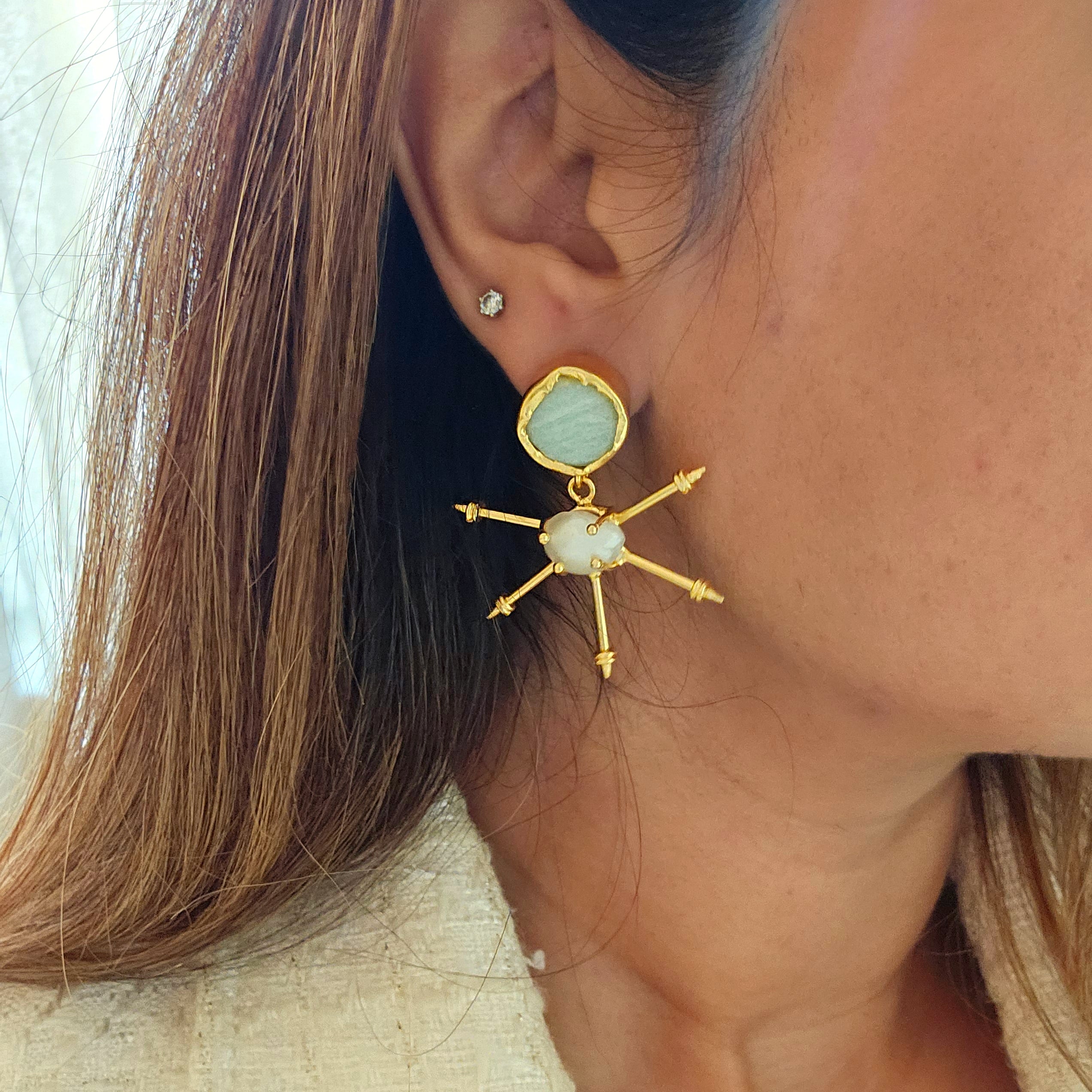 Celie Pearl Brass Earrings-1 taahirajewellery
