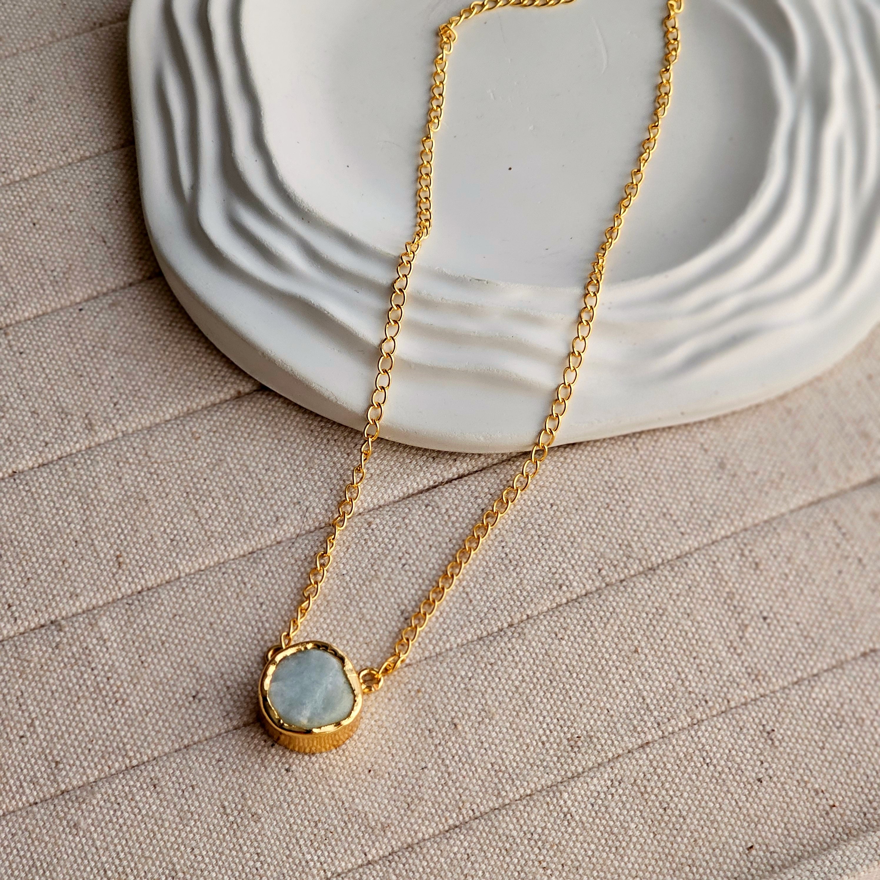 Aventurine Stud Brass Necklace-3 taahirajewellery