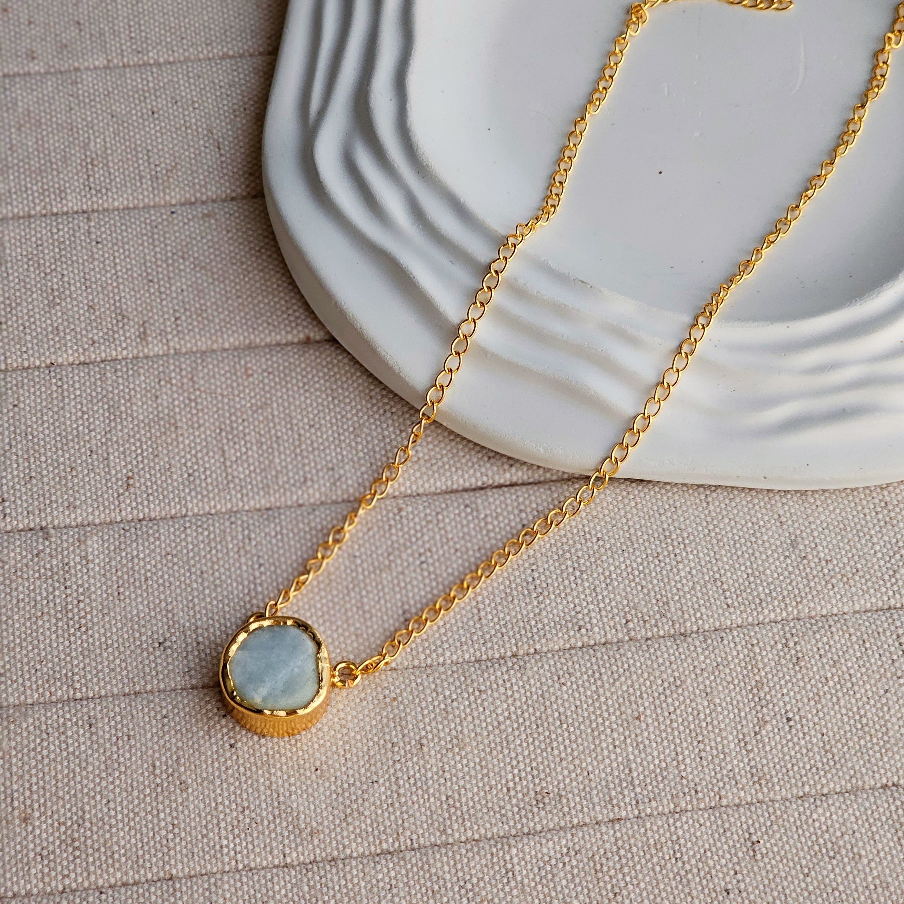 Aventurine Stud Brass Necklace-2 taahirajewellery