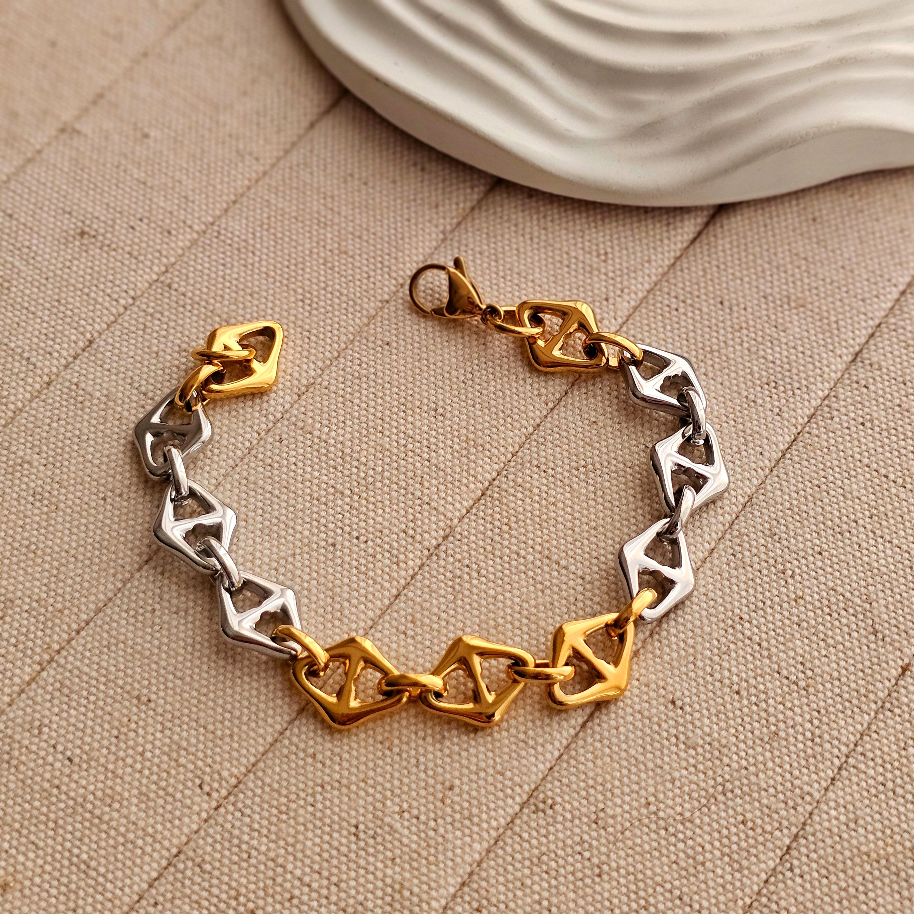 Joy Silver & Gold Link Bracelet-1  taahirajewellery