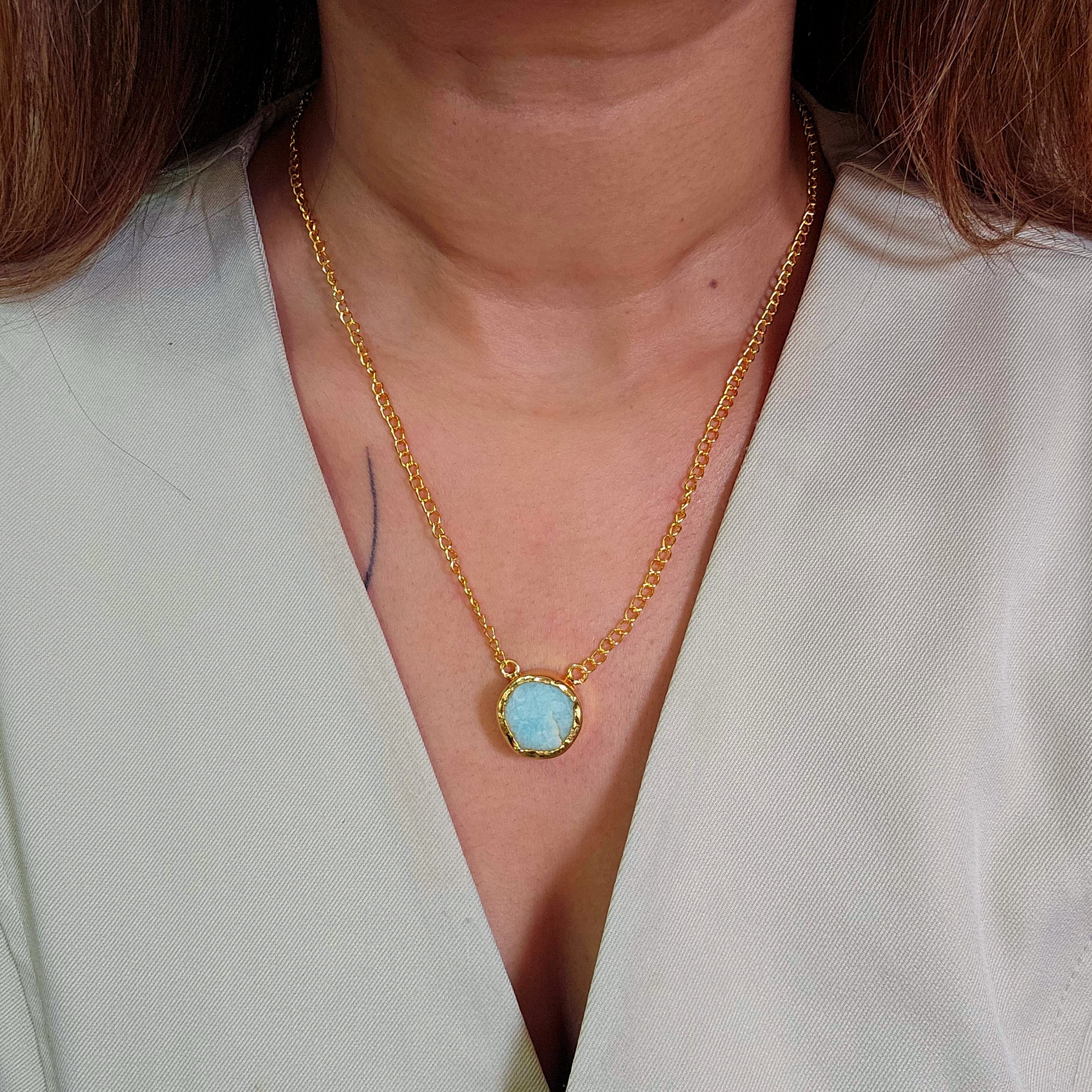 Aventurine Stud Brass Necklace-1 taahirajewellery