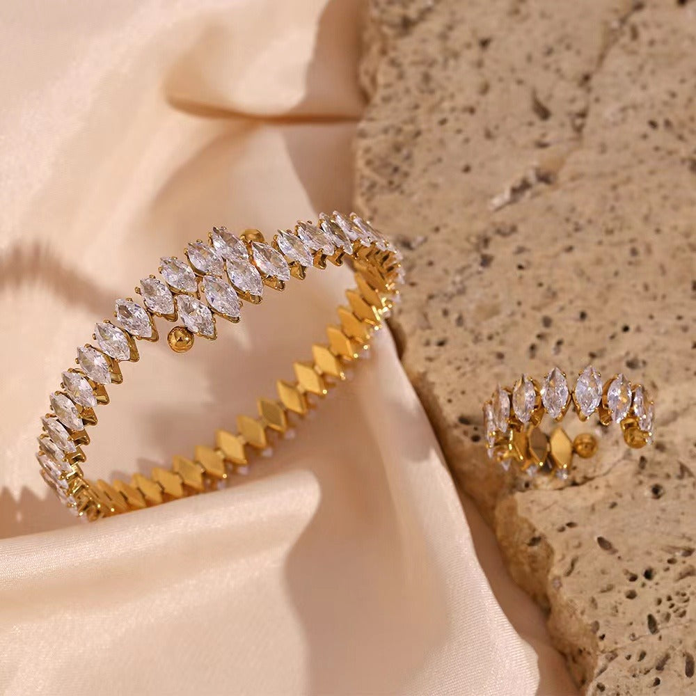 18kt Gold Plated Zircon Marquise cut bracelet-2  taahirajewellery