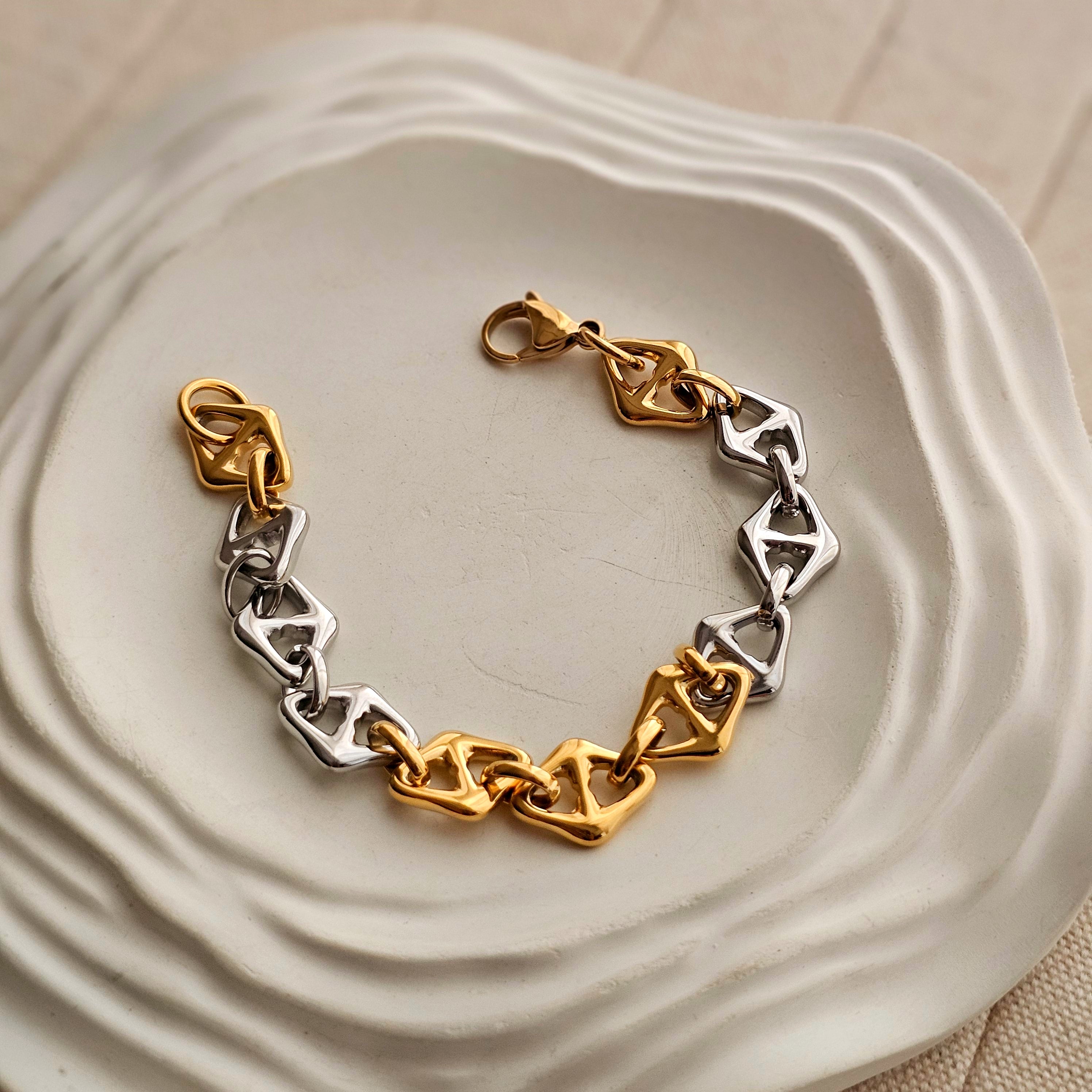 Joy Silver & Gold Link Bracelet-2  taahirajewellery