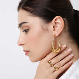 18K Gold Plated Long Hoop Earrings