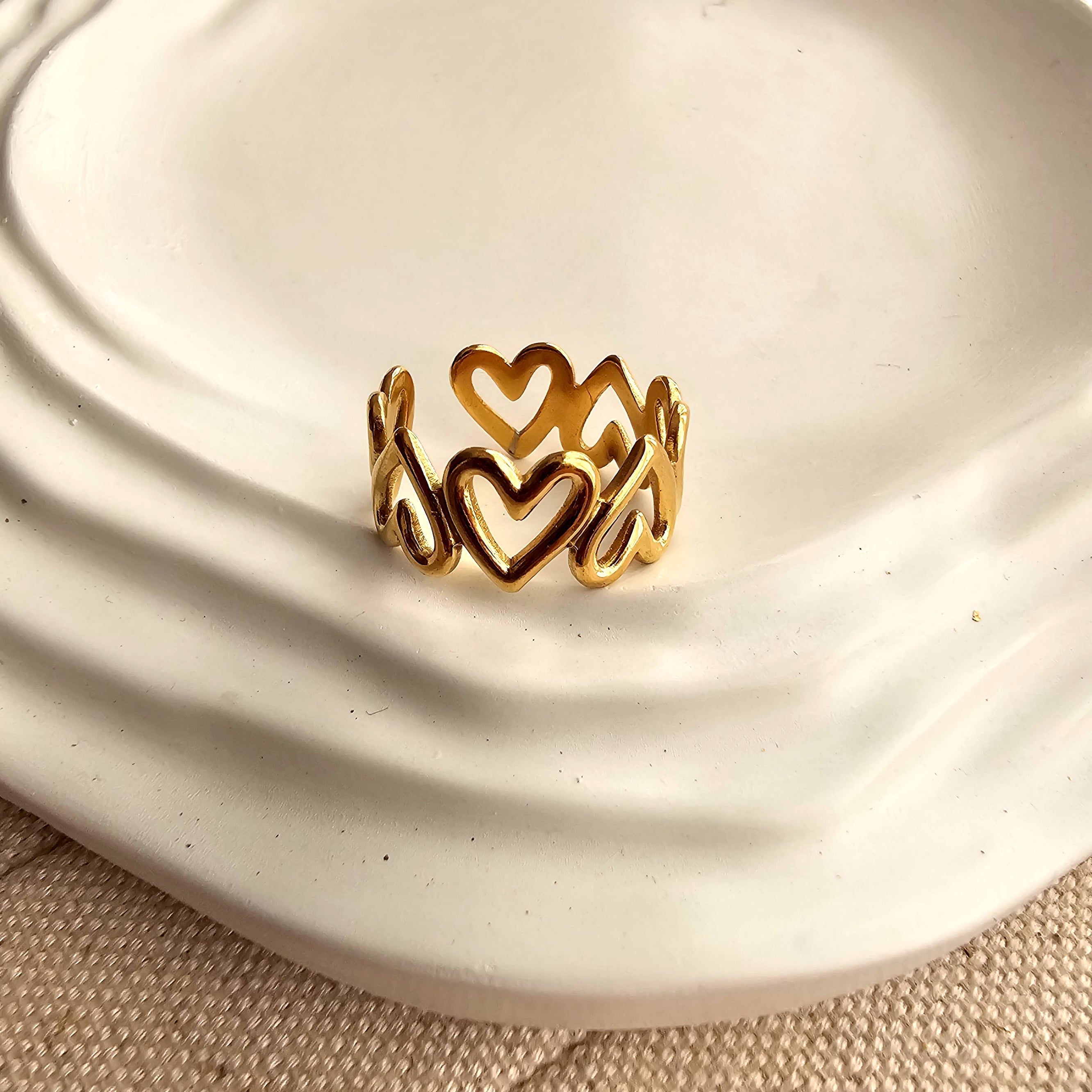 Multi Heart Adjustable Ring-1  taahirajewellery
