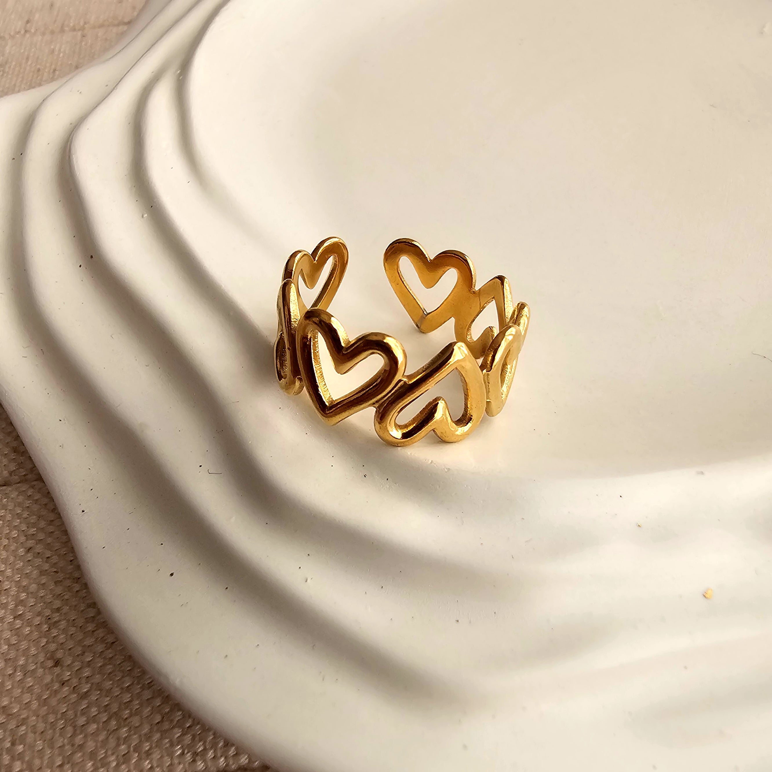 Multi Heart Adjustable Ring-2  taahirajewellery