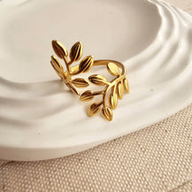 Open Leaf Adjustable Ring-1  taahirajewellery