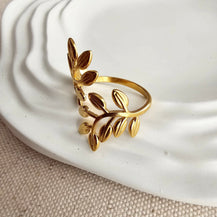 Open Leaf Adjustable Ring-2  taahirajewellery