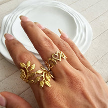 Open Leaf Adjustable Ring-3  taahirajewellery