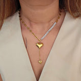 Dangling Heart Zircon Necklace-1  taahirajewellery