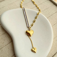 Dangling Heart Zircon Necklace-3  taahirajewellery