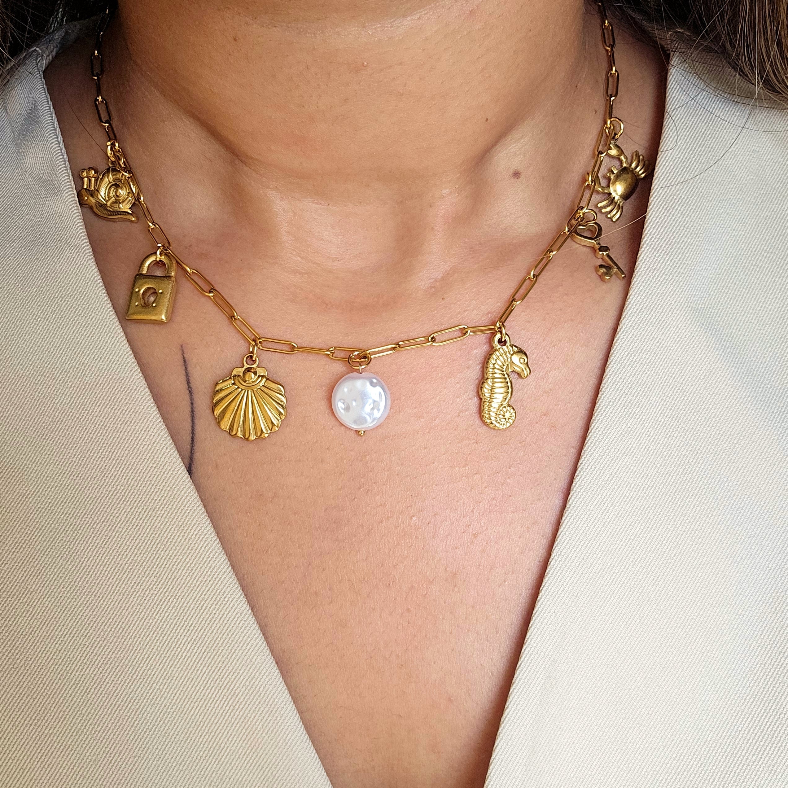 Seashell Charm Necklace-3  taahirajewellery