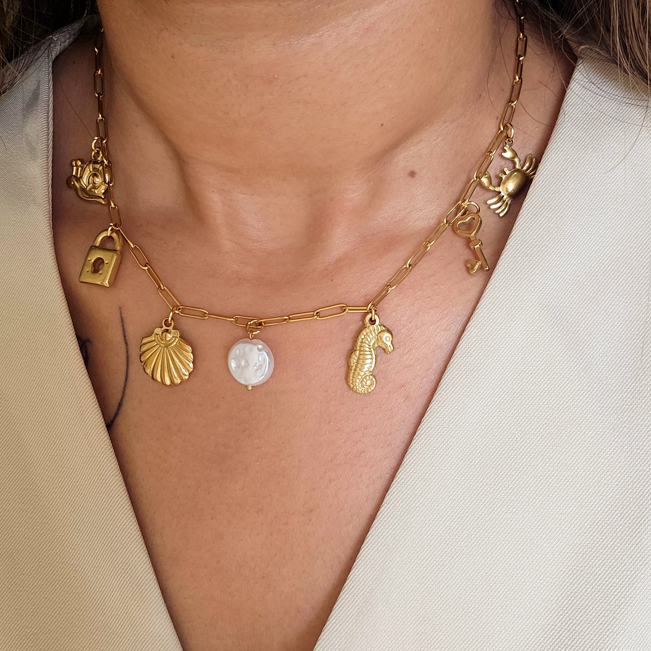 Seashell Charm Necklace-4  taahirajewellery