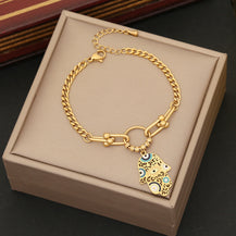 Hamsa Evil Eye Chain Bracelet-3  taahirajewellery