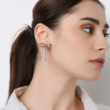 Bow Zircon Dangle Earrings