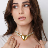Chunky Heart Choker Necklace