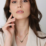 Dainty V Shape Snake Necklace - Black