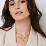 Dainty V Shape Snake Necklace - Pearl