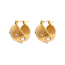 Half Ball Zircon Hoop Earrings-4  taahirajewellery