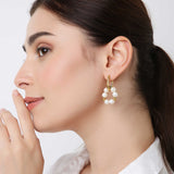Gold Freshwater Pearl Beaded Hoop Earrings