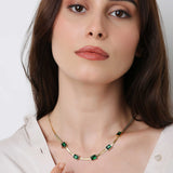 Green Geometric Gold Necklace