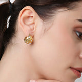 Half Ball Zircon Hoop Earrings