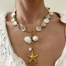 Starfish Pearl Shell Necklace-3  taahirajewellery
