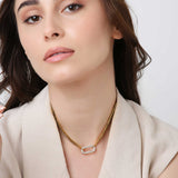 Oval shape studded Chain Necklace