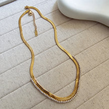 18K Gold Plated Snake Chain Zirconia Tennis Necklace-3  taahirajewellery