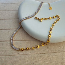 Baguette shape Zircon tennis necklace-3  taahirajewellery