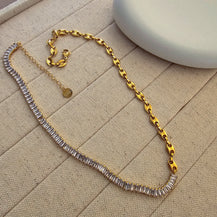 Baguette shape Zircon tennis necklace-4  taahirajewellery
