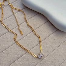 Double stone 18kt gold plated Necklace-1  taahirajewellery