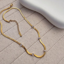 Snake Chain Studded Zircon Necklace-3  taahirajewellery
