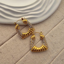 Chunky Square Shape Zircon Hoop Earrings-1  taahirajewellery