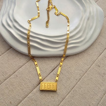 Angel Number Rectangle Pendent Gold Plated Necklace-1  taahirajewellery