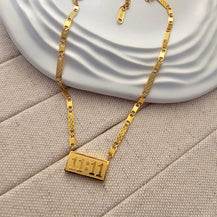 Angel Number Rectangle Pendent Gold Plated Necklace-3  taahirajewellery