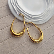 18K Gold Plated Long Hoop Earrings-1  taahirajewellery
