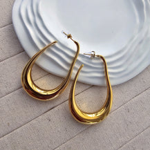 18K Gold Plated Long Hoop Earrings-3  taahirajewellery