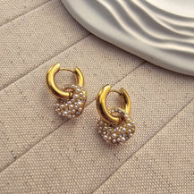 Elegant Pearl & Zircon Square Hoop Earrings-5  taahirajewellery
