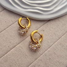 Elegant Pearl & Zircon Square Hoop Earrings-1  taahirajewellery