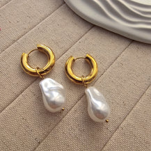 Baroque Pearl 18K Gold Plated Hoop Earrings-1  taahirajewellery